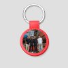 Rode ronde leren sleutelhanger met eigen foto