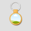 Gouden ronde leren sleutelhanger met eigen afbeelding
