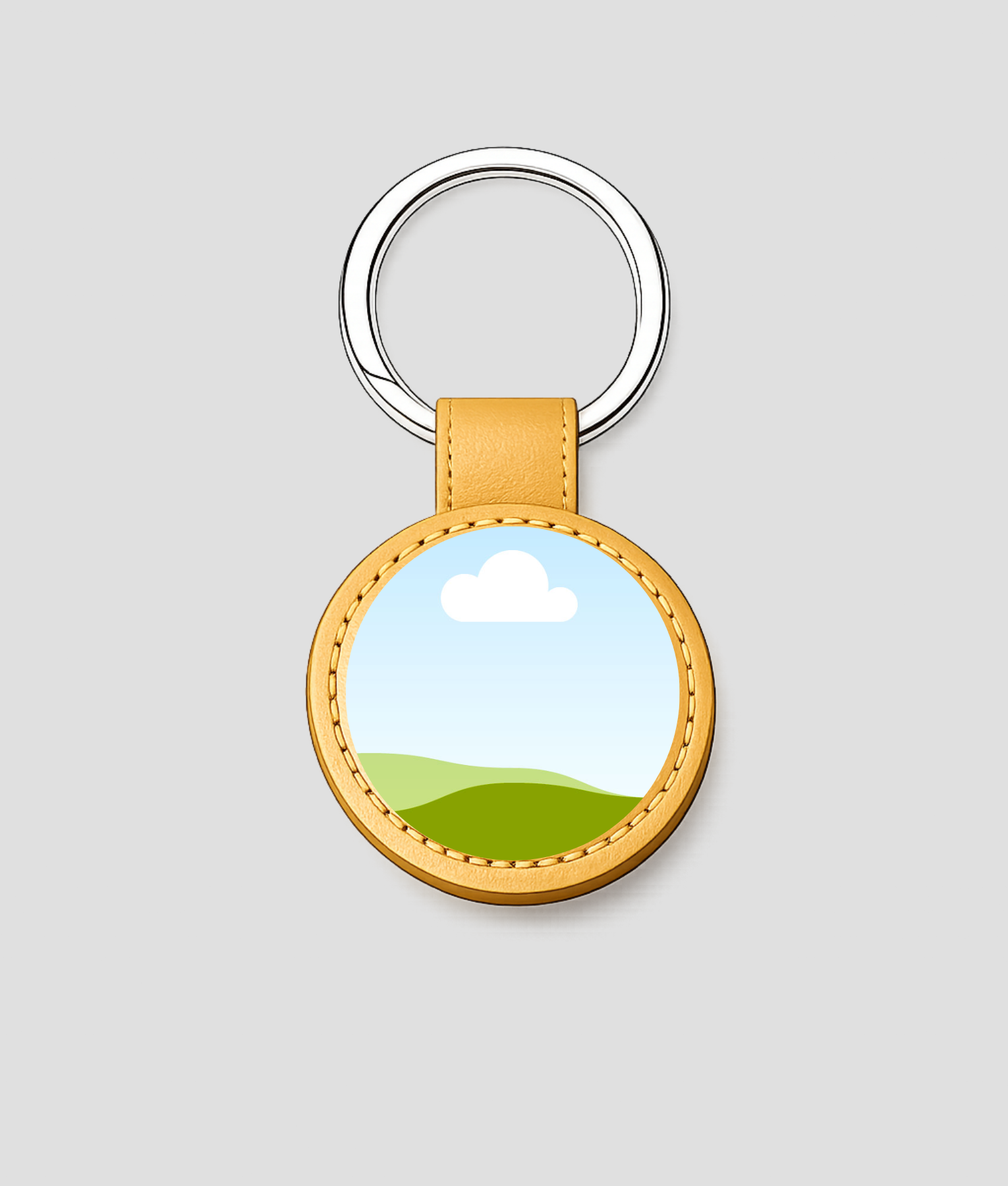 Gouden ronde leren sleutelhanger met eigen afbeelding