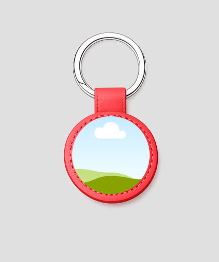 Rode ronde leren sleutelhanger met eigen afbeelding