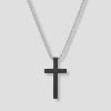 Zilverkleurige ketting met zwart kruishanger voor heren