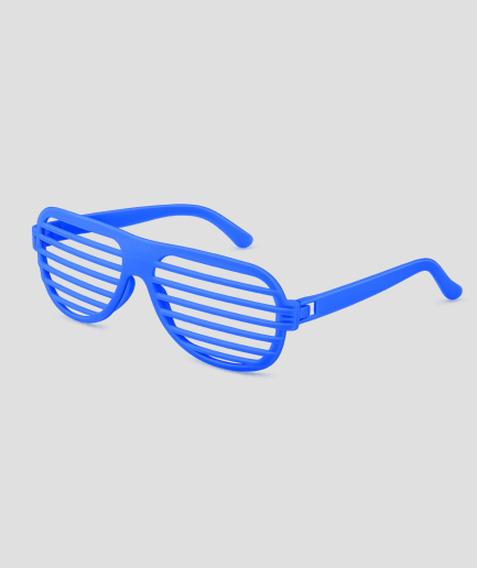 Blauwe shutter shades feestbril met verticale strepen