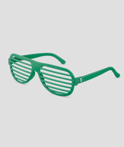 Donkergroene shutter shades feestbril met verticale strepen