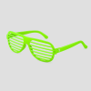 Felgroene shutter shades feestbril met verticale sluitingsstrepen