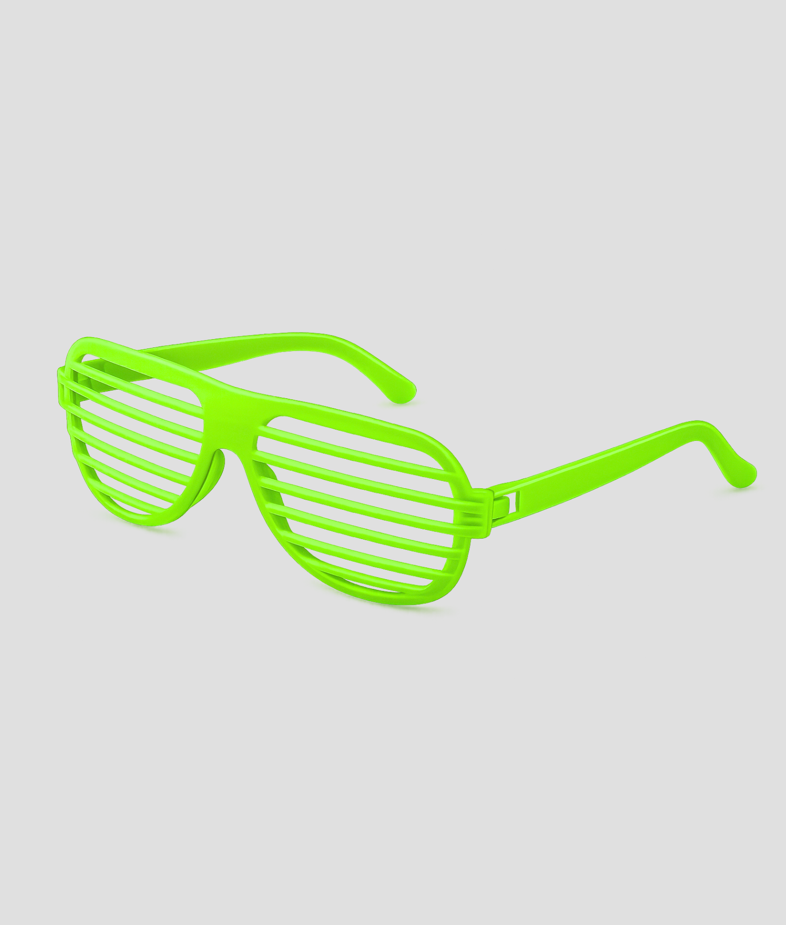 Felgroene shutter shades feestbril met verticale sluitingsstrepen