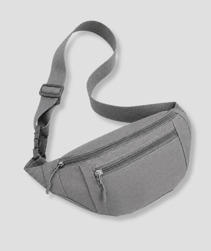 Grijze festival heuptas fanny pack met twee ritsvakken