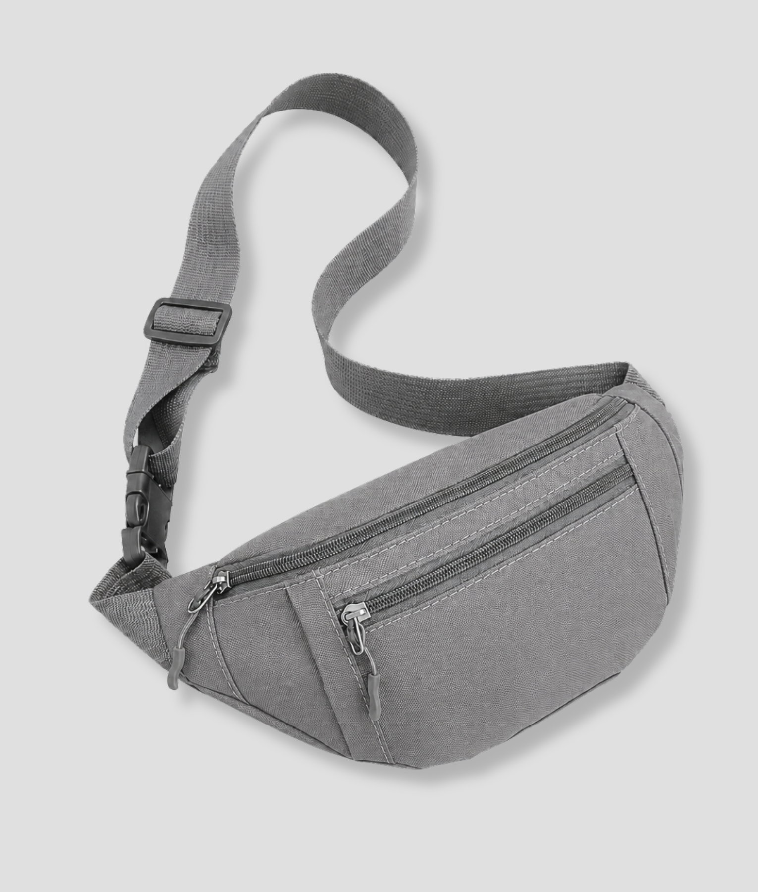 Grijze festival heuptas fanny pack met twee ritsvakken
