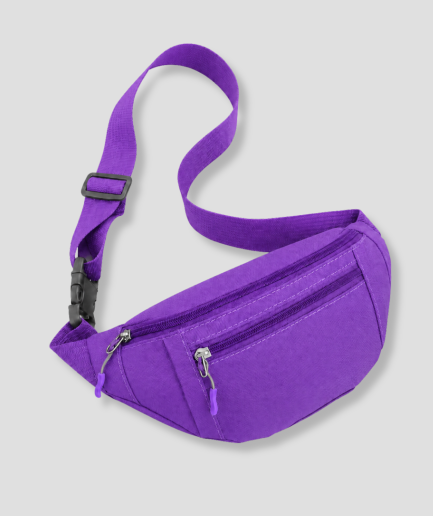 Paarse festival heuptas fanny pack met twee ritsvakken