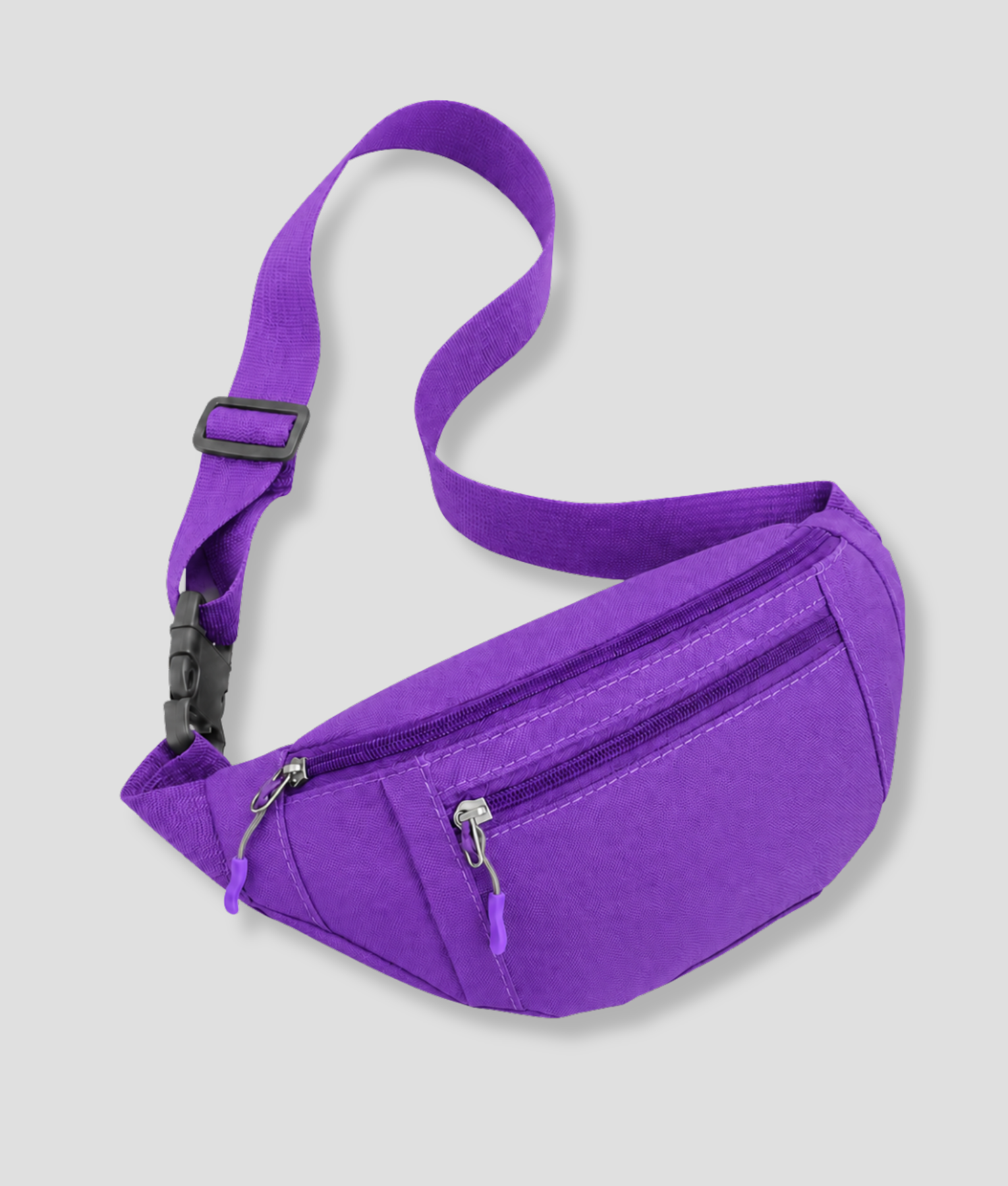 Paarse festival heuptas fanny pack met twee ritsvakken