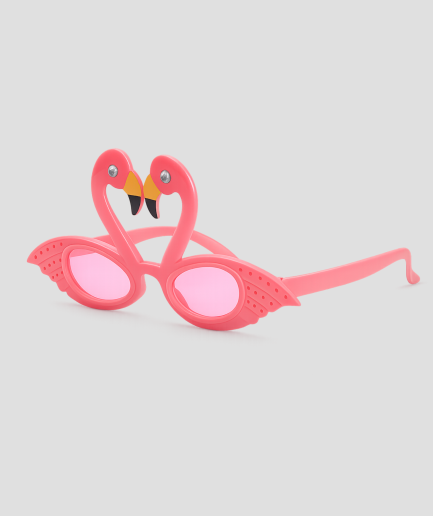 Roze feestbril in de vorm van twee flamingo's met roze glazen