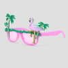 Roze flamingo feestbril met palmboompjes