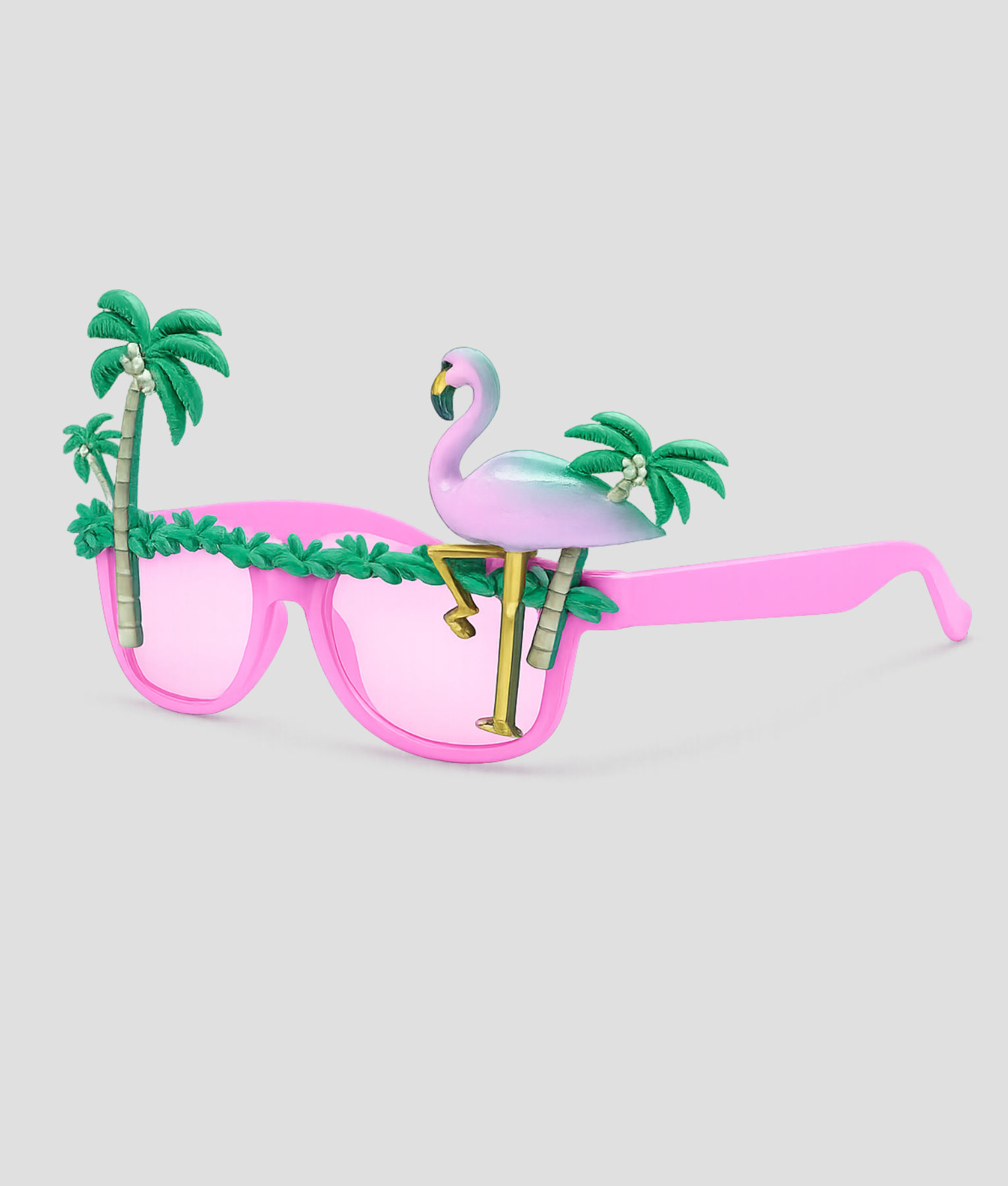 Roze flamingo feestbril met palmboompjes