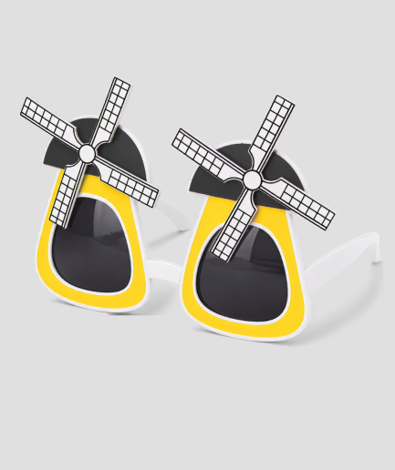 Gele molen zonnebril met Hollandse windmolen decoratie