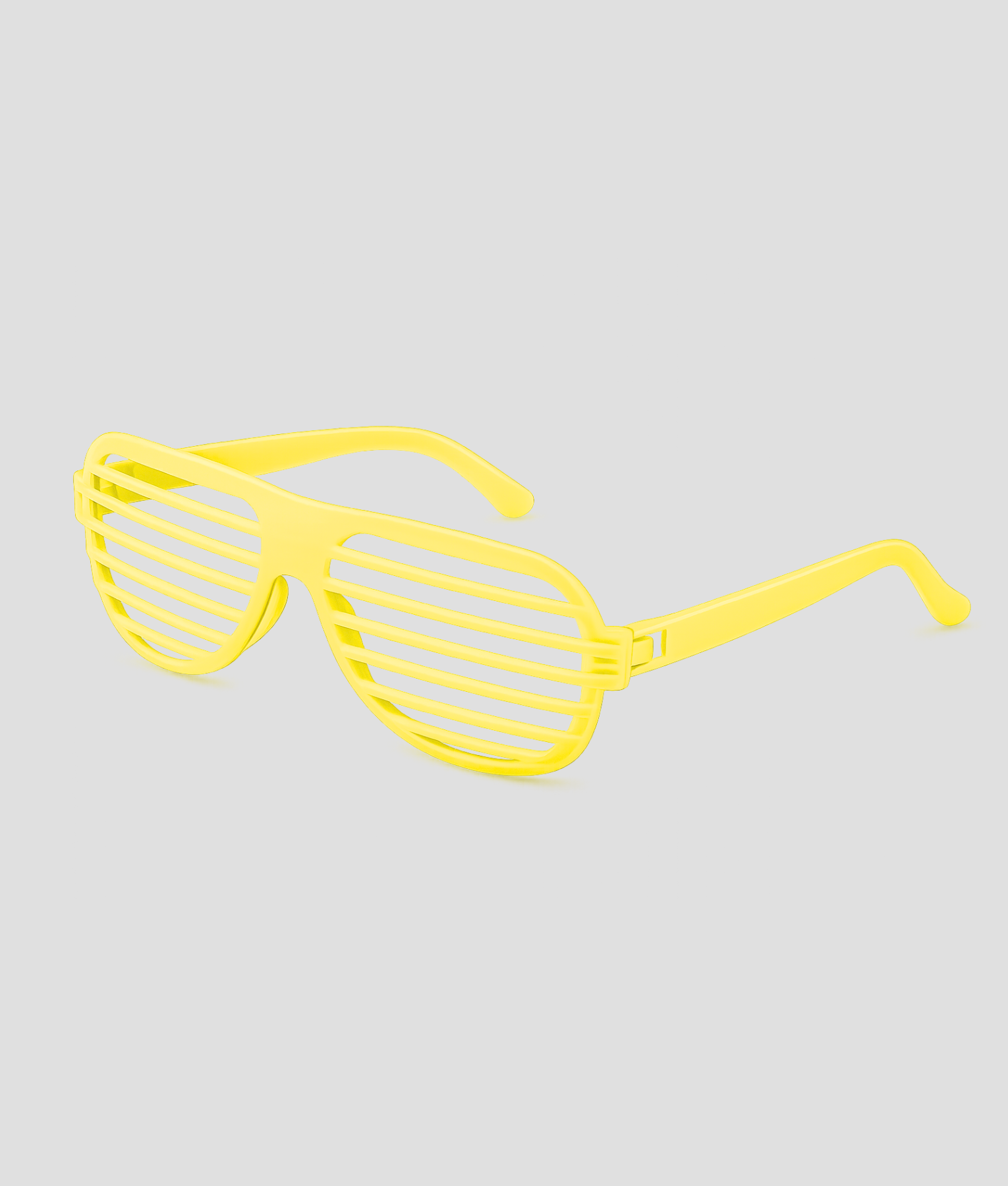 Gele shutter shades feestbril met horizontale lamellen