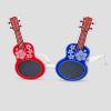 Rood-blauwe gitaar feestbril met hawaiibloemen print