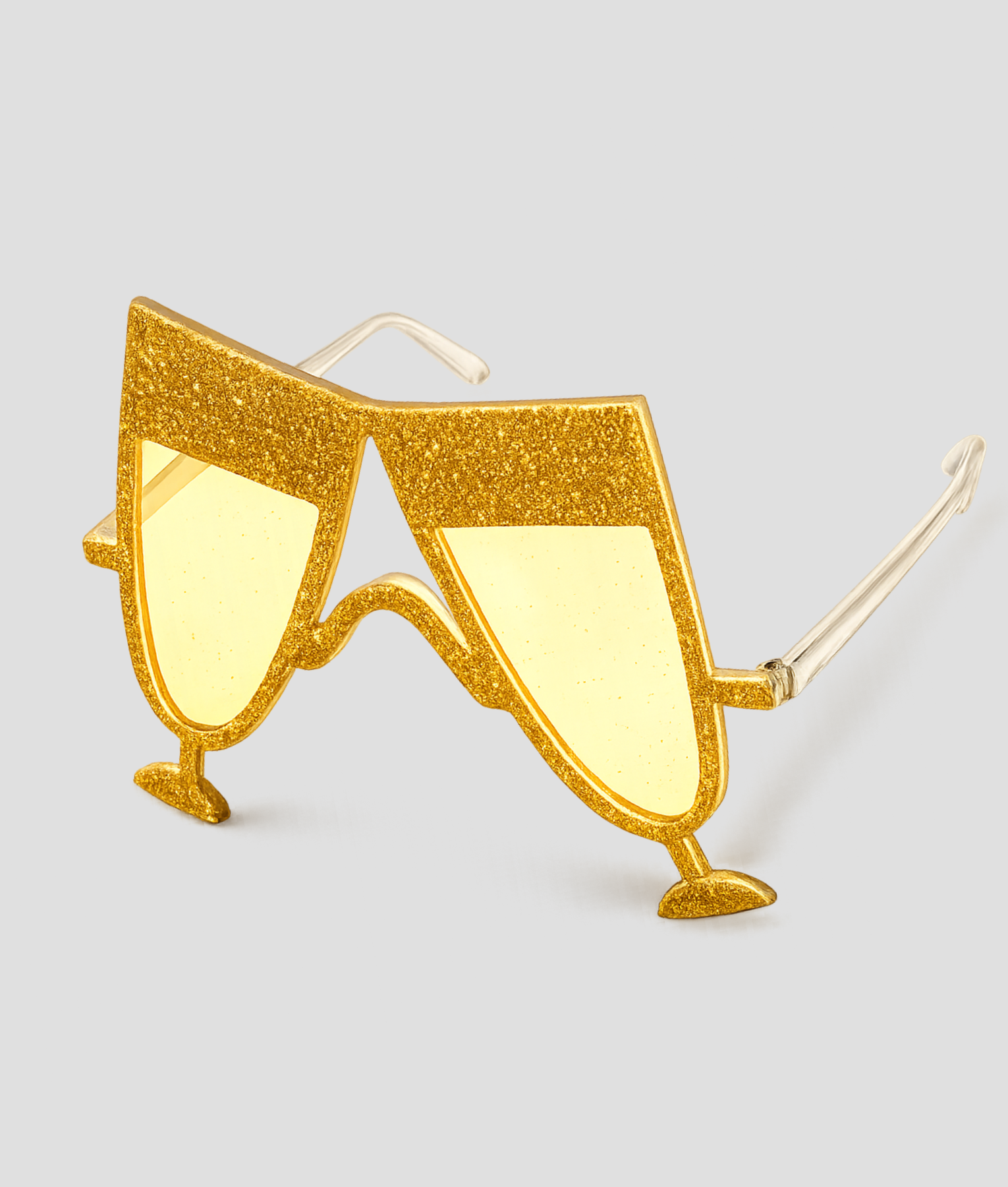 Gouden glitter feestbril in de vorm van champagneglazen