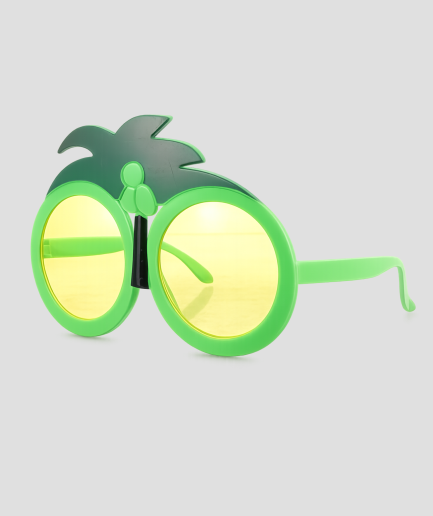 Groene ananas-vormige feestbril met gele glazen