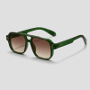 Groene aviator zonnebril met bruine glazen