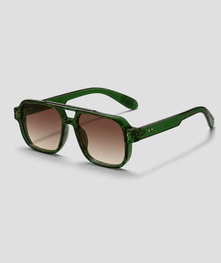Groene aviator zonnebril met bruine glazen
