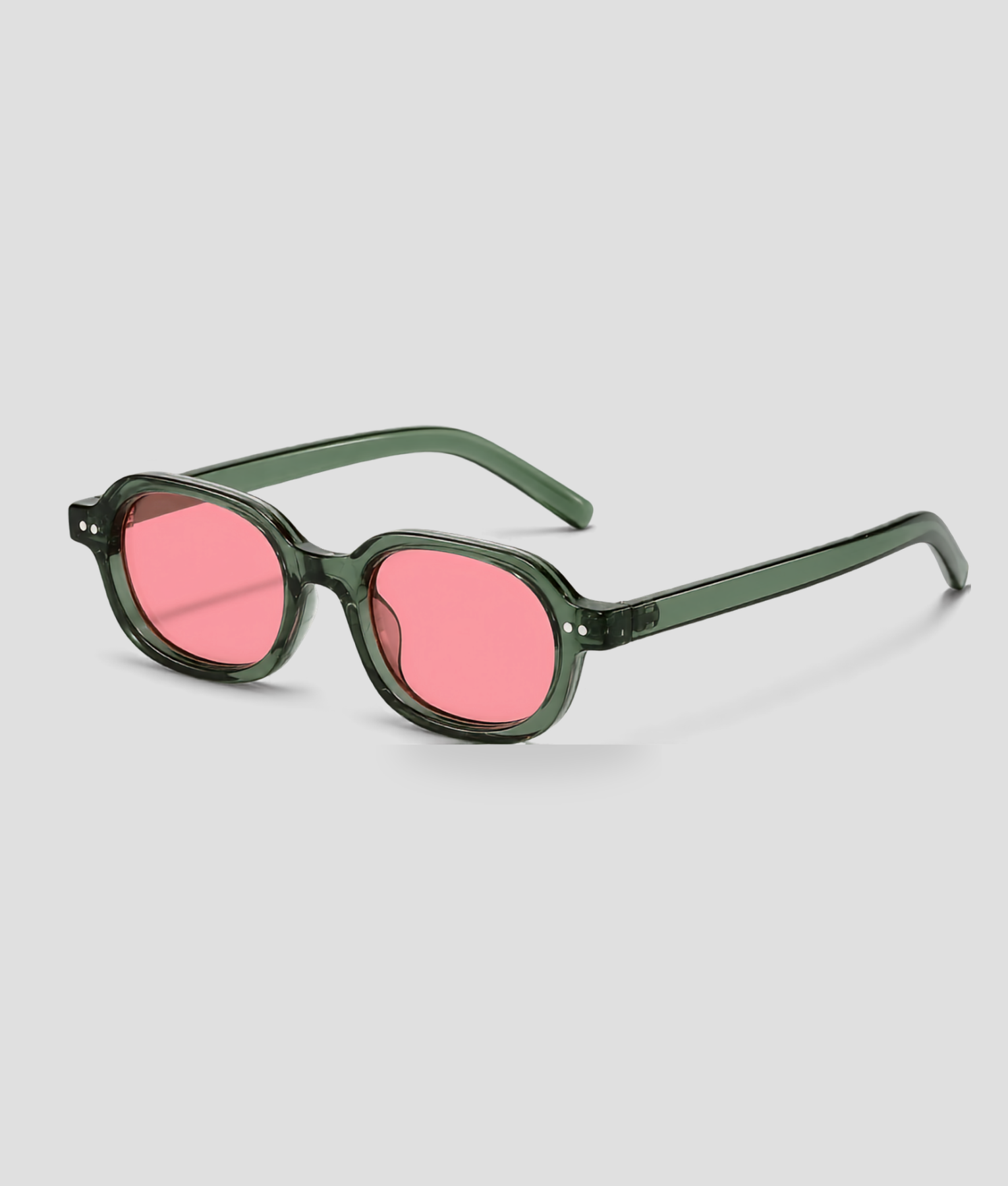 Groene ronde zonnebril met roze glazen