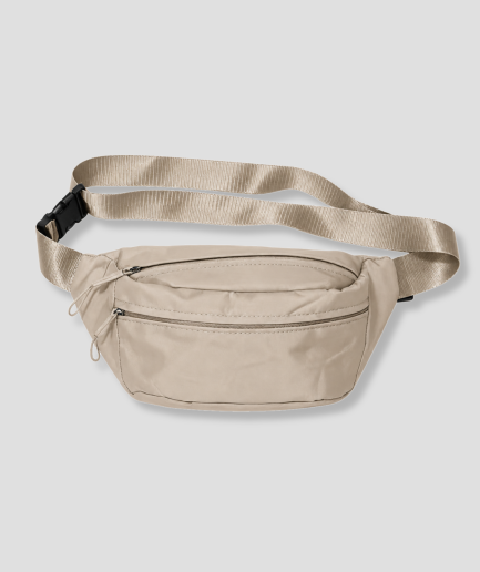 Beige hippe fanny pack met brede band