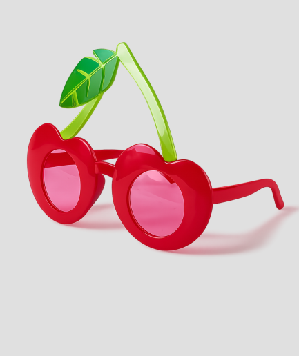 Rode zonnebril in de vorm van kersen met roze glazen