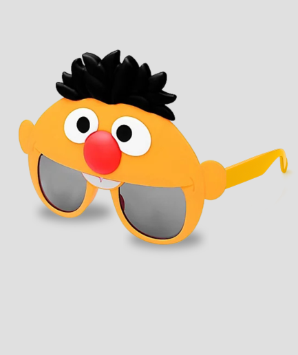Oranje feestbril met grappig gezicht, haar en neus