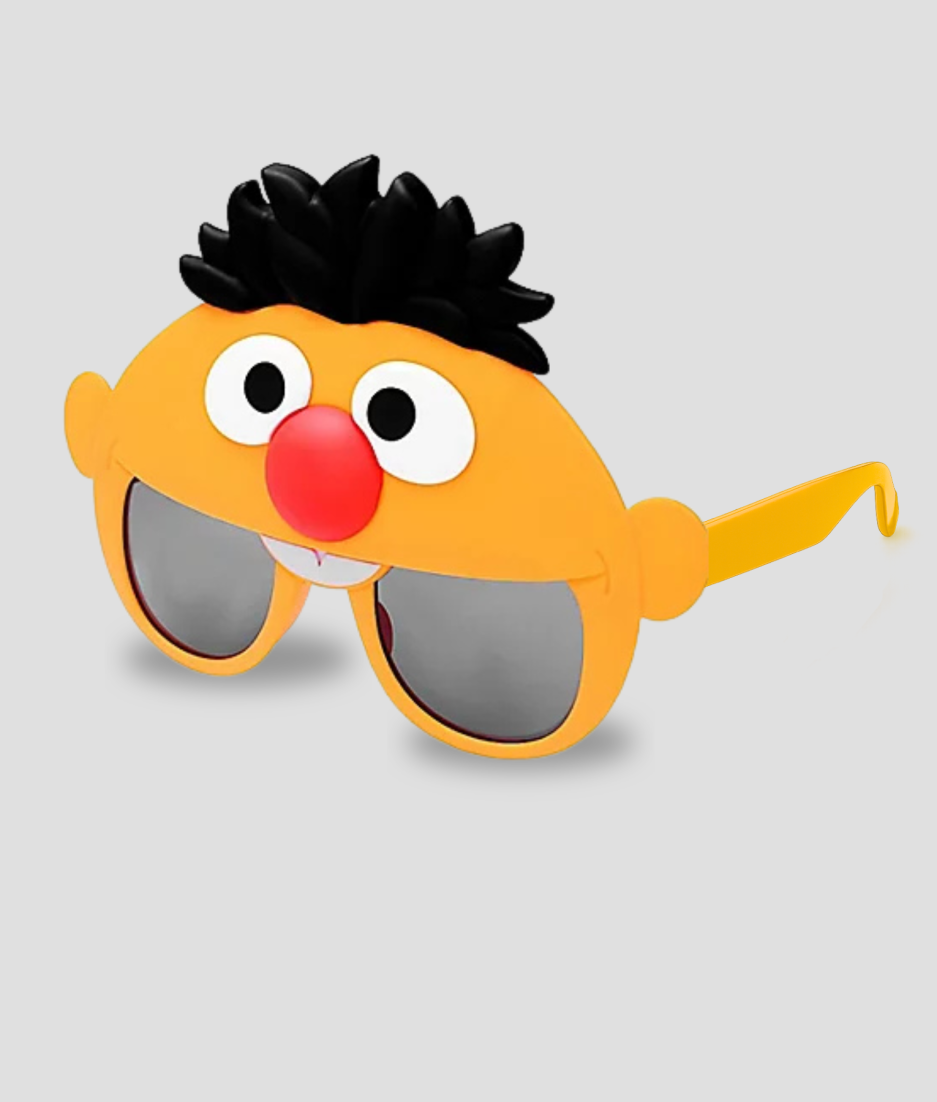 Oranje feestbril met grappig gezicht, haar en neus