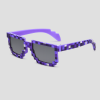 Paarse vierkante feestbril met pixel-patroon