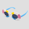 Ovale feestbril met pastel kleurenblokken in roze, geel en blauw