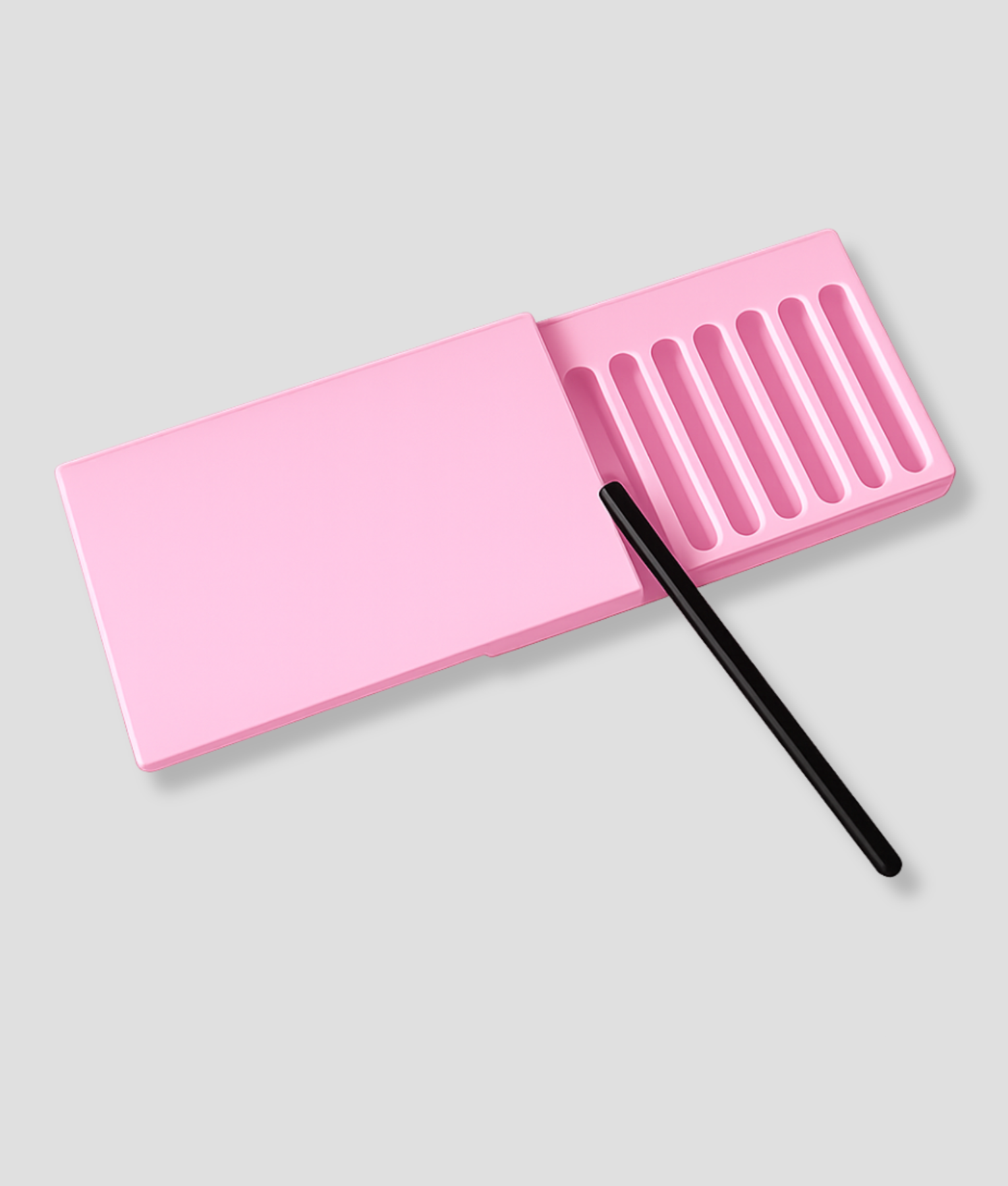 Roze opbergbakje met vakjes en bijpassend buisje