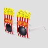 Feestbril in de vorm van rood-witte popcorn bakjes