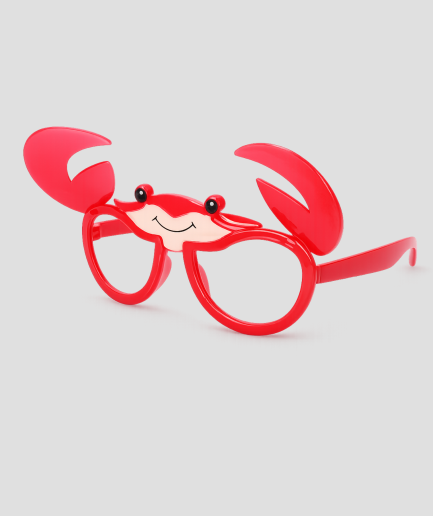Rode feestbril in de vorm van een lachende krab