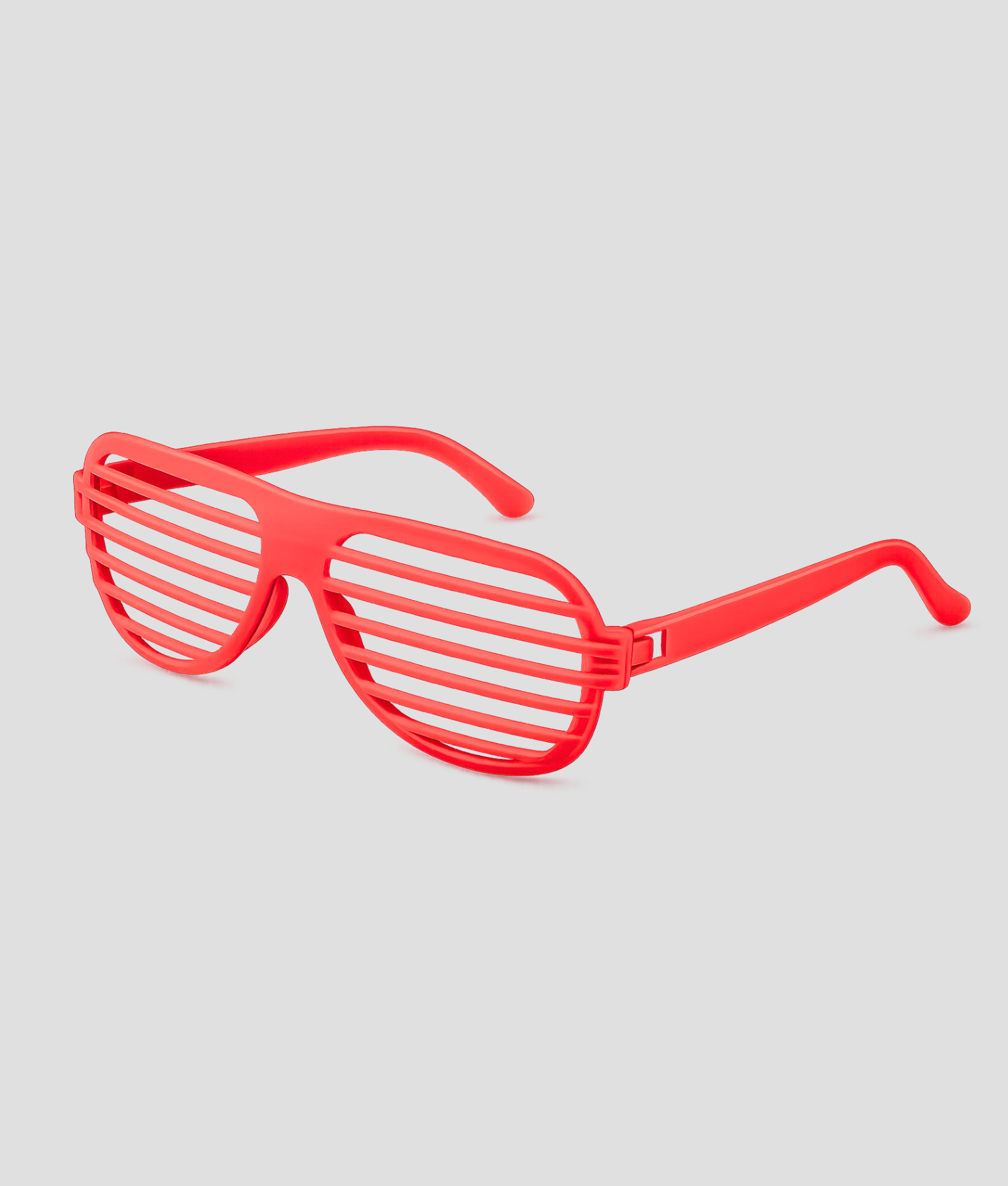 Rode shutter shades feestbril met horizontale lamellen