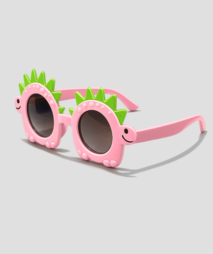 Roze kinderzonnebril in de vorm van een dinosaurus