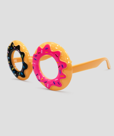 Feestbril in de vorm van donuts met sprinkels, roze en zwart