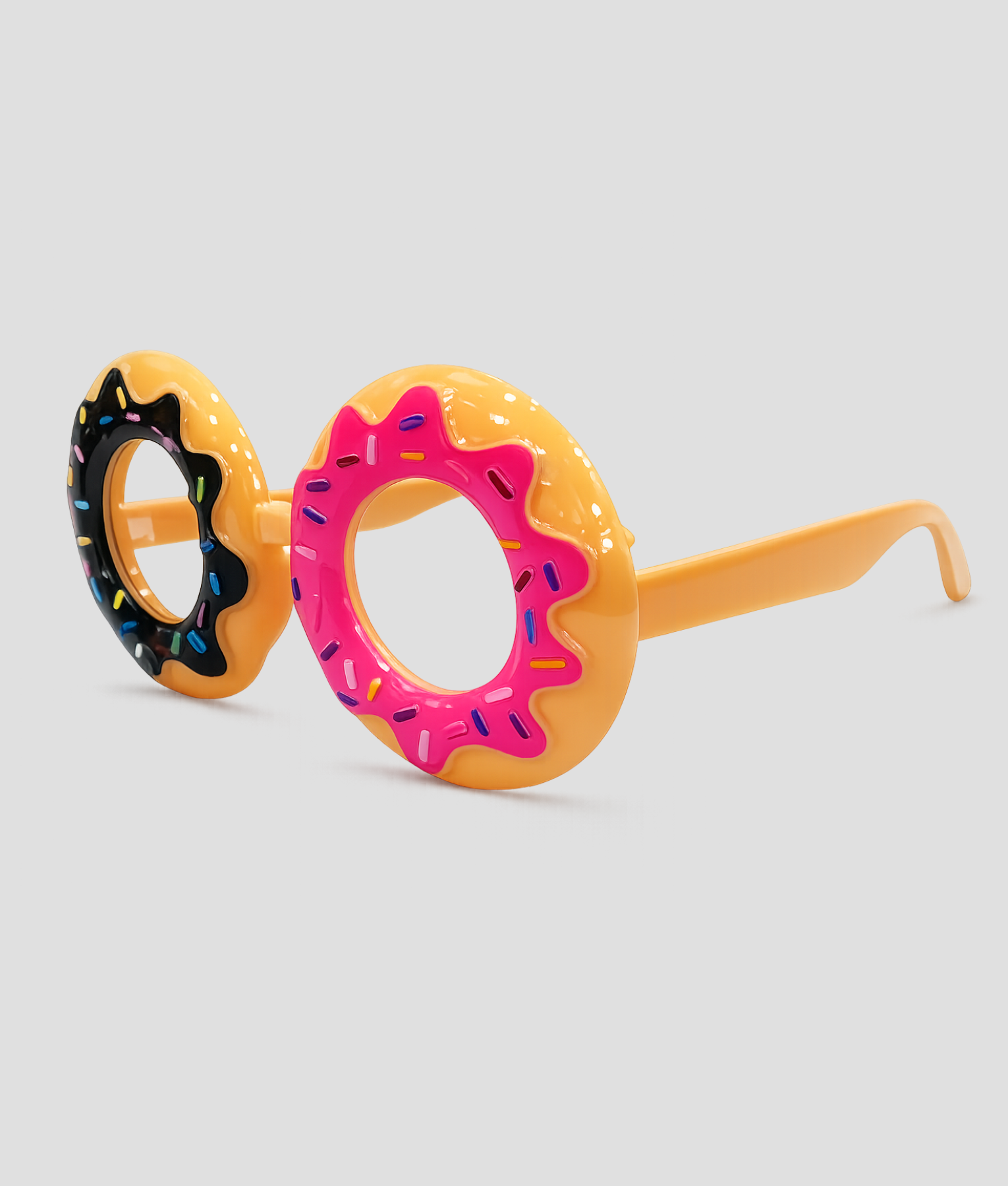 Feestbril in de vorm van donuts met sprinkels, roze en zwart