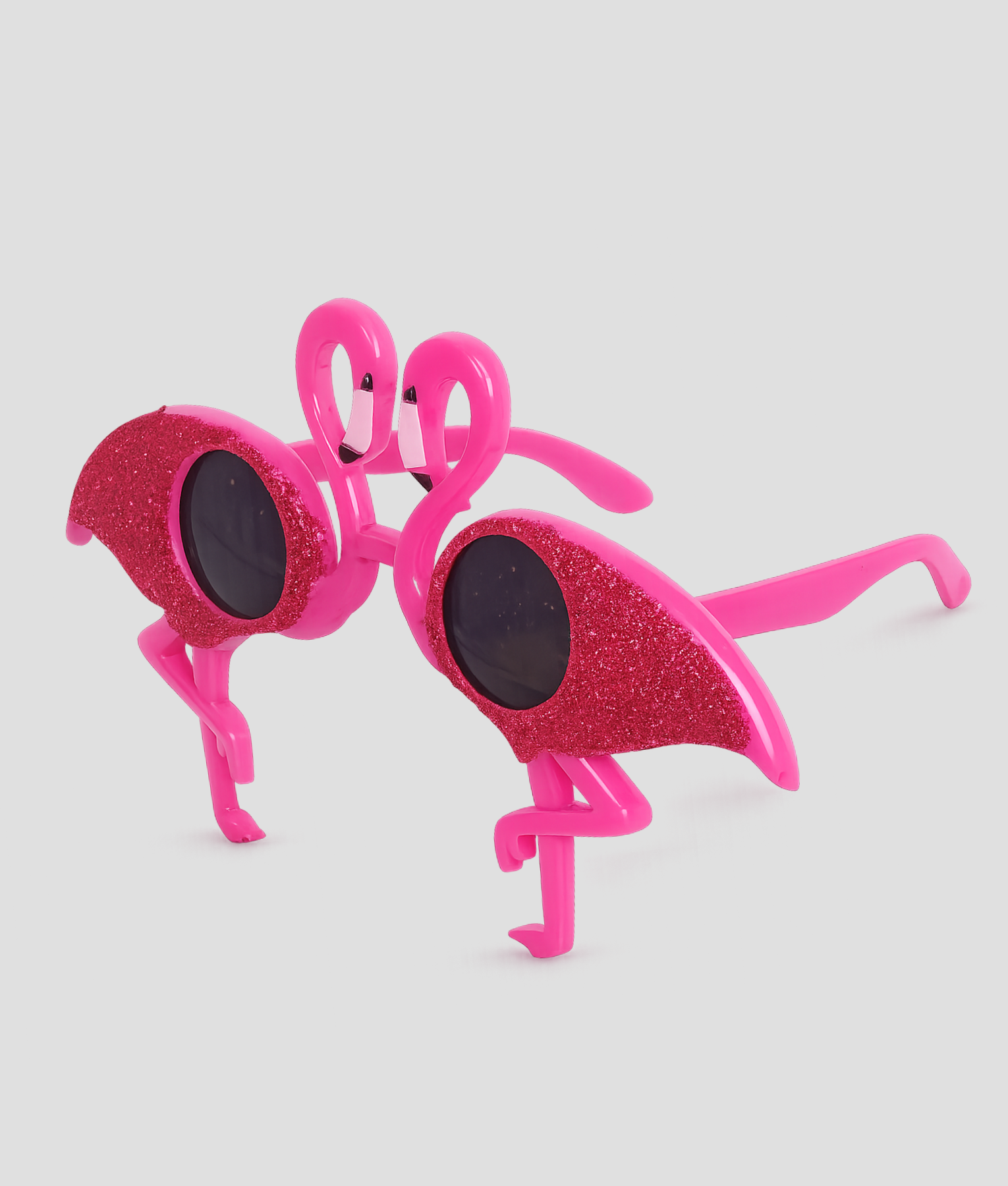 Roze glitter flamingo feestbril met flamingo montuur