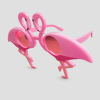 Roze feestbril vormgegeven als flamingo's met roze getinte glazen