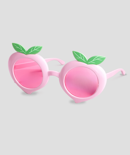 Roze perzik feestbril met blaadjes decoratie