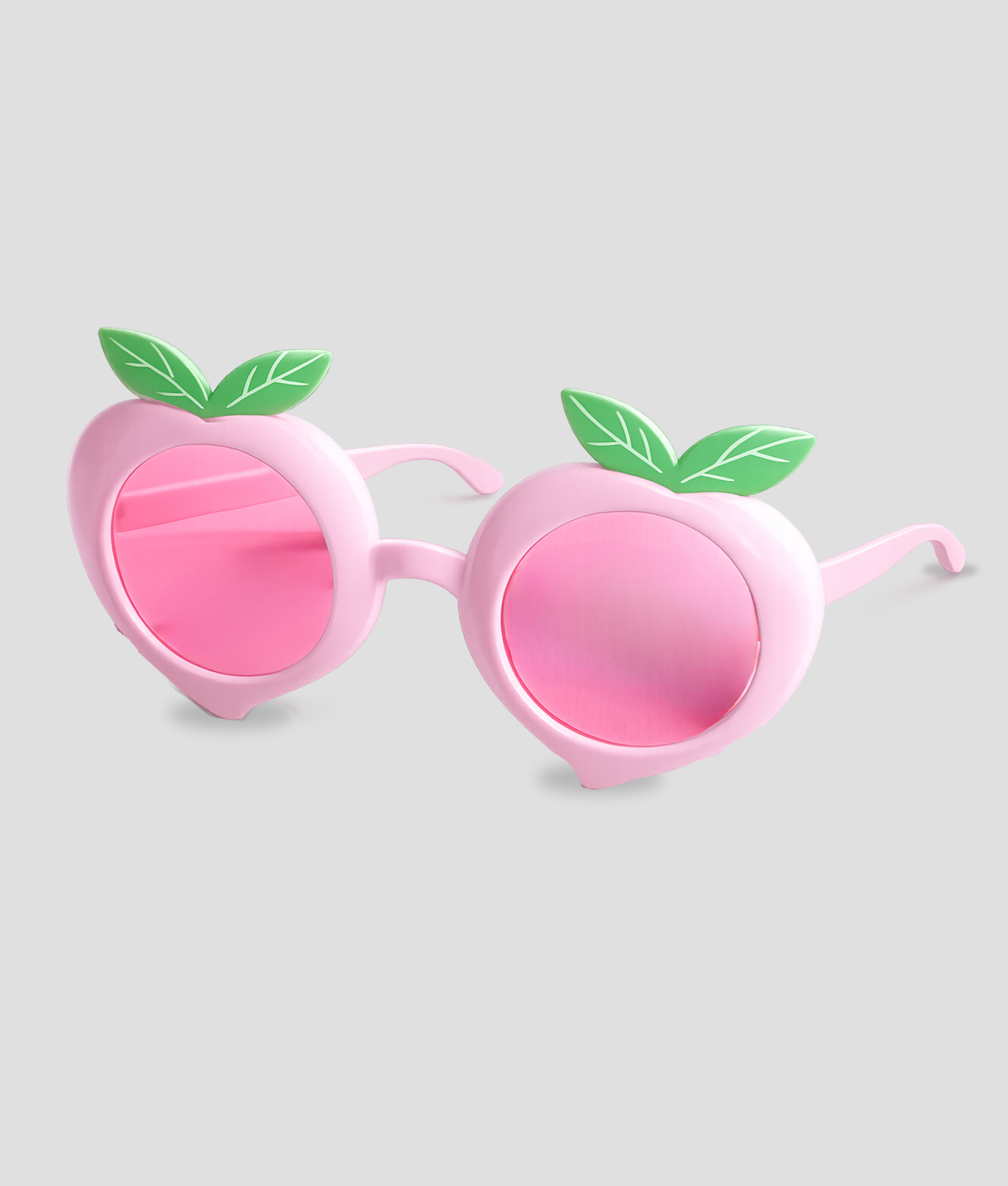 Roze perzik feestbril met blaadjes decoratie