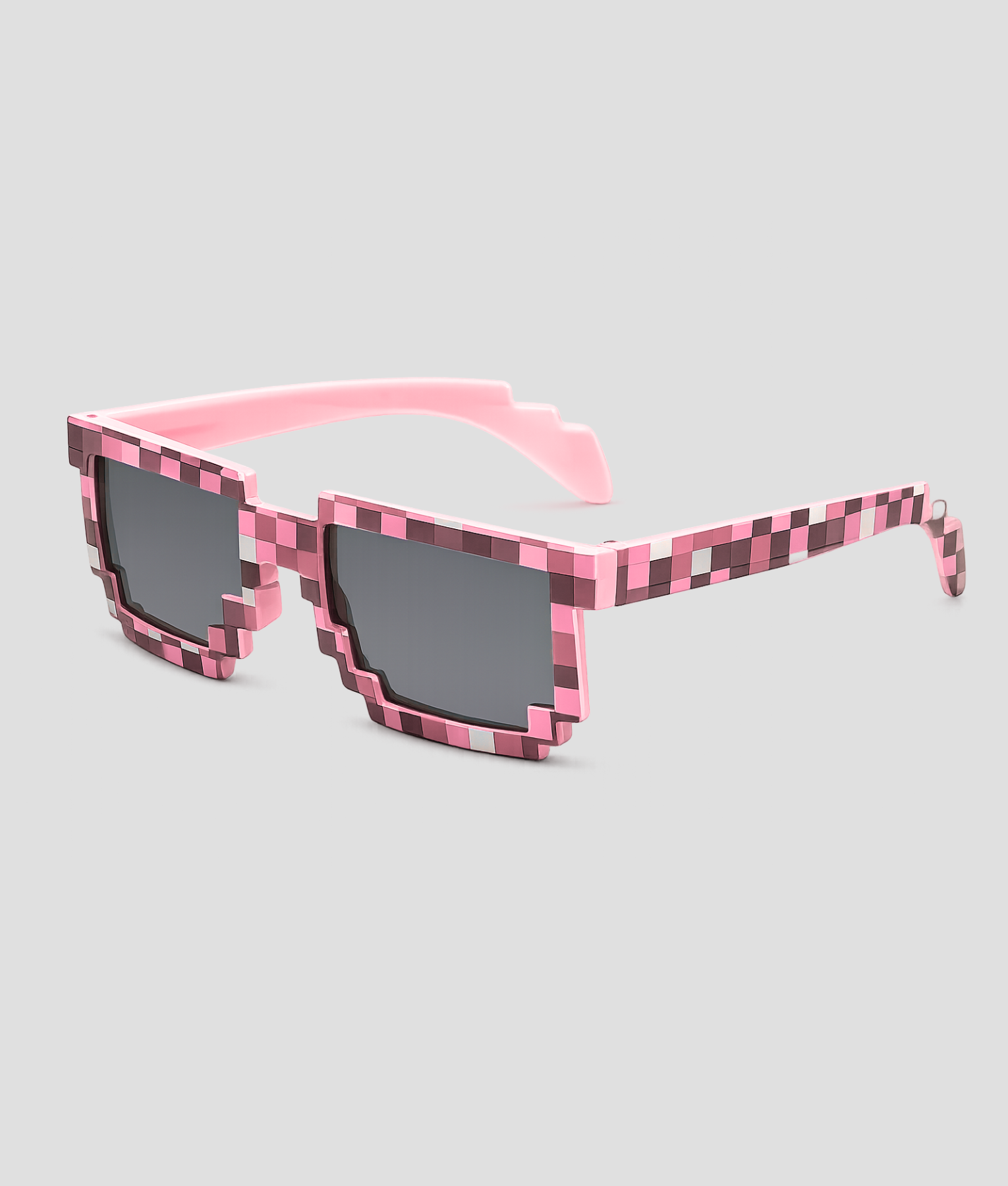 Roze vierkante feestbril met pixel-patroon