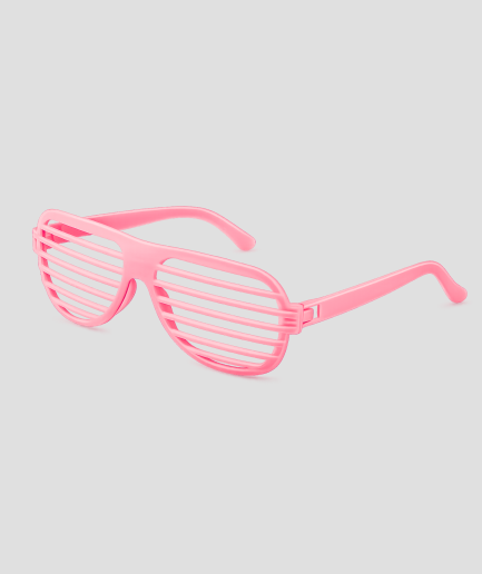 Roze shutter shades feestbril met horizontale lamellen