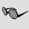 Zwarte spiraalbril met hypnotiserend swirl-patroon in de glazen