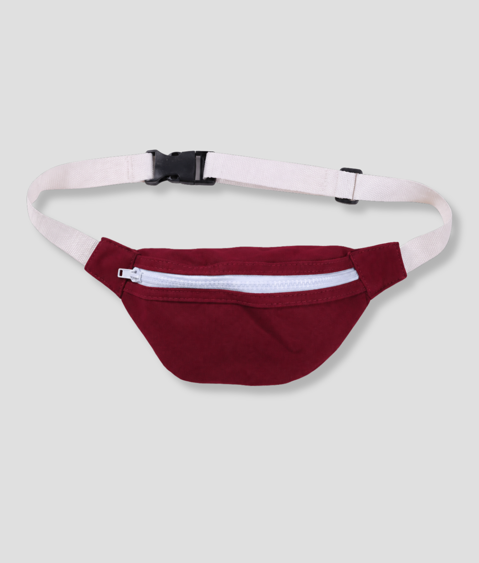 Rode stoffen heuptas fanny pack met witte band en witte rits