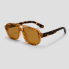 Tortoise aviator zonnebril met bruine glazen