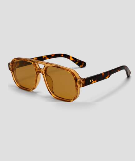 Tortoise aviator zonnebril met bruine glazen