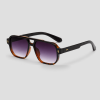 Tortoise aviator zonnebril met paarse glazen