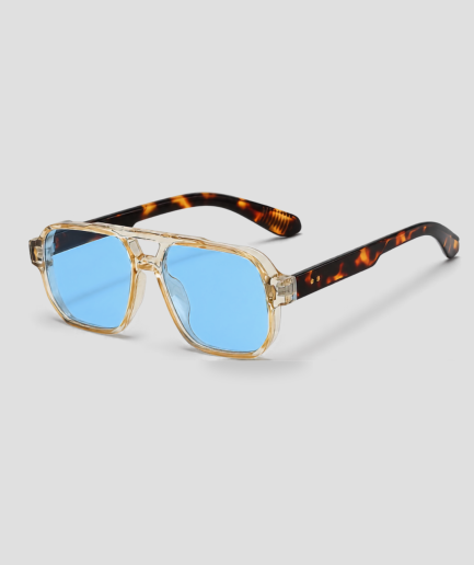 Transparante aviator zonnebril met blauwe glazen