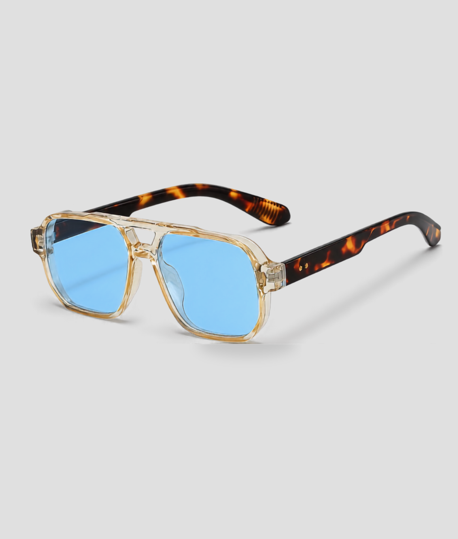 Transparante aviator zonnebril met blauwe glazen